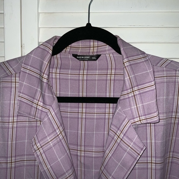 Shein Purple Plaid Blazer Size 3XL - Picture 3 of 4